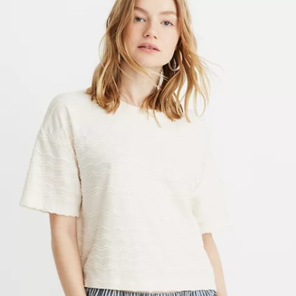 Madewell Tops - Madewell Scallop-Stripe Cream Top